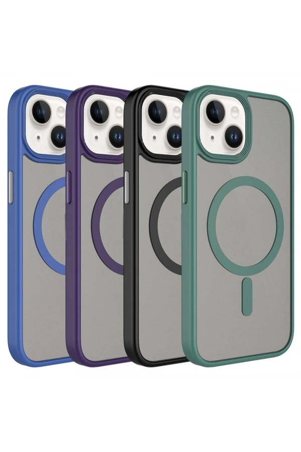 Apple iPhone 15 Plus Kılıf Mat Arka Yüzey Wireless Şarj Özellikli Zore Flet M-safe Kapak