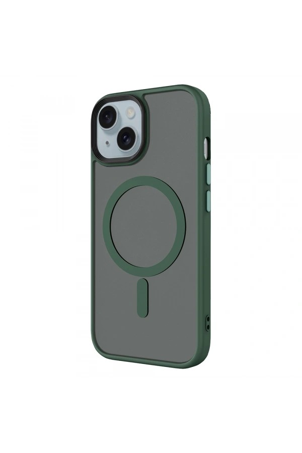 Apple iPhone 15 Plus Kılıf Mat Arka Yüzey Wireless Şarj Özellikli Zore Flet M-safe Kapak