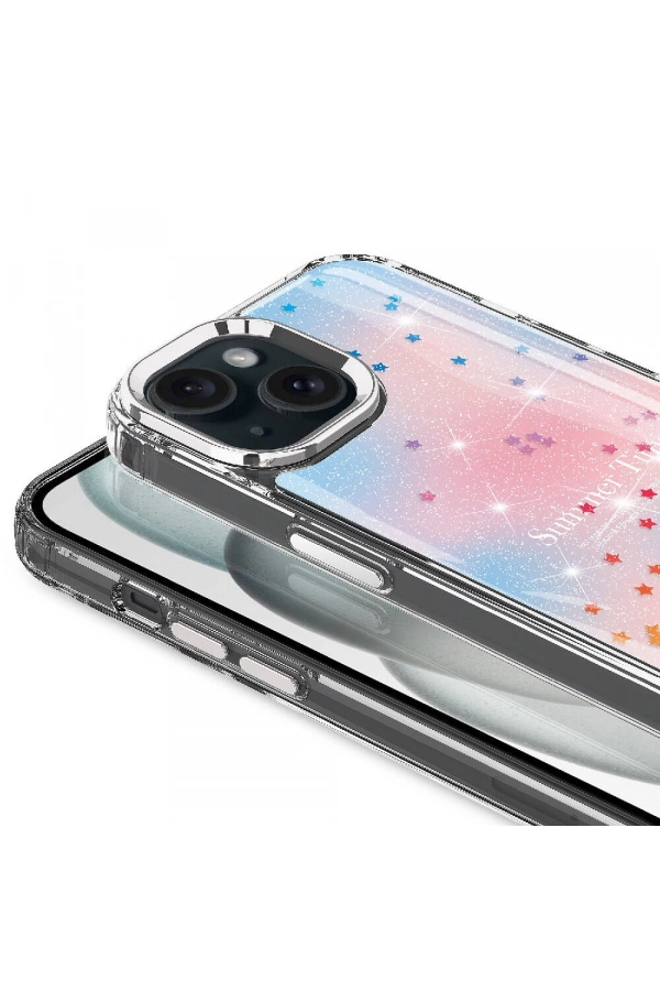 Apple iPhone 15 Plus Kılıf Simli Desenli Parlak Zore Task Kapak