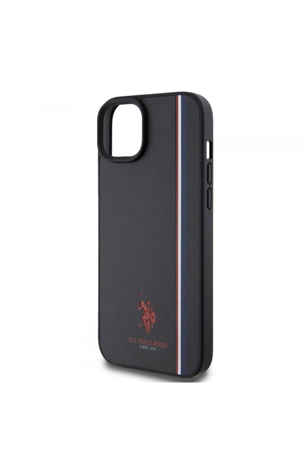 Apple iPhone 15 Plus Kılıf U.S. Polo Assn. Orjinal Lisanslı Üç Renk Şerit Tasarımlı Baskı Logolu Kapak