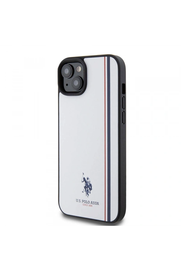 Apple iPhone 15 Plus Kılıf U.S. Polo Assn. Orjinal Lisanslı Üç Renk Şerit Tasarımlı Baskı Logolu Kapak