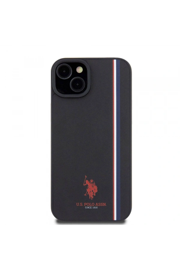 Apple iPhone 15 Plus Kılıf U.S. Polo Assn. Orjinal Lisanslı Üç Renk Şerit Tasarımlı Baskı Logolu Kapak