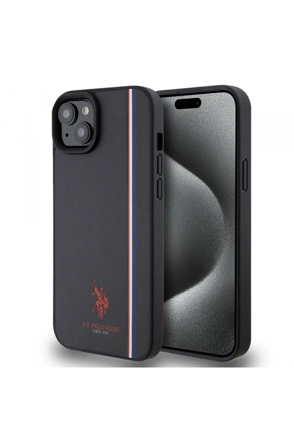 Apple iPhone 15 Plus Kılıf U.S. Polo Assn. Orjinal Lisanslı Üç Renk Şerit Tasarımlı Baskı Logolu Kapak