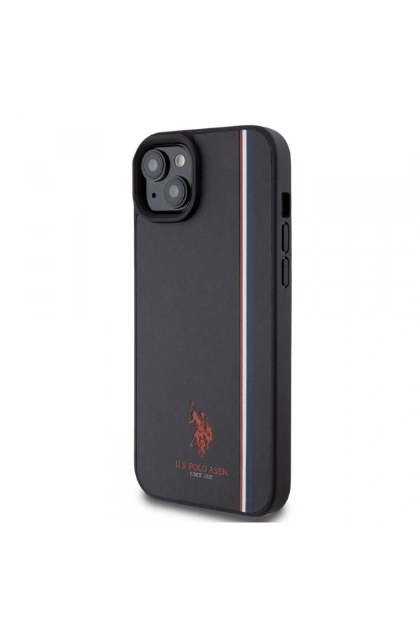 Apple iPhone 15 Plus Kılıf U.S. Polo Assn. Orjinal Lisanslı Üç Renk Şerit Tasarımlı Baskı Logolu Kapak
