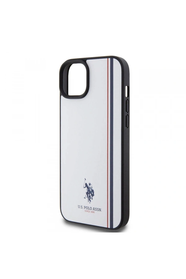Apple iPhone 15 Plus Kılıf U.S. Polo Assn. Orjinal Lisanslı Üç Renk Şerit Tasarımlı Baskı Logolu Kapak