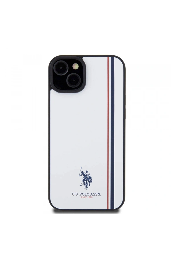Apple iPhone 15 Plus Kılıf U.S. Polo Assn. Orjinal Lisanslı Üç Renk Şerit Tasarımlı Baskı Logolu Kapak