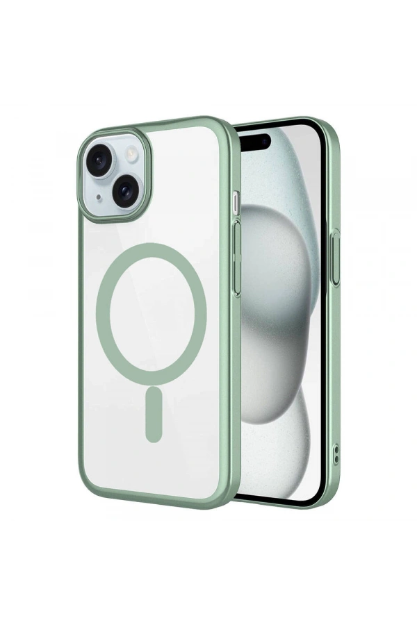 Apple iPhone 15 Plus Kılıf Wireless Şarj Özellikli Sert PC Zore Mat Riksos M-safe Kapak
