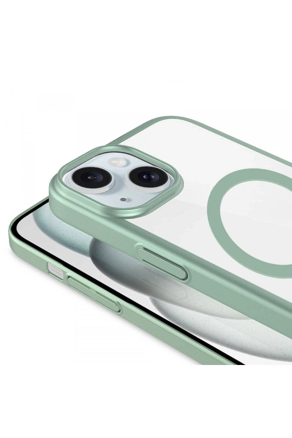 Apple iPhone 15 Plus Kılıf Wireless Şarj Özellikli Sert PC Zore Mat Riksos M-safe Kapak