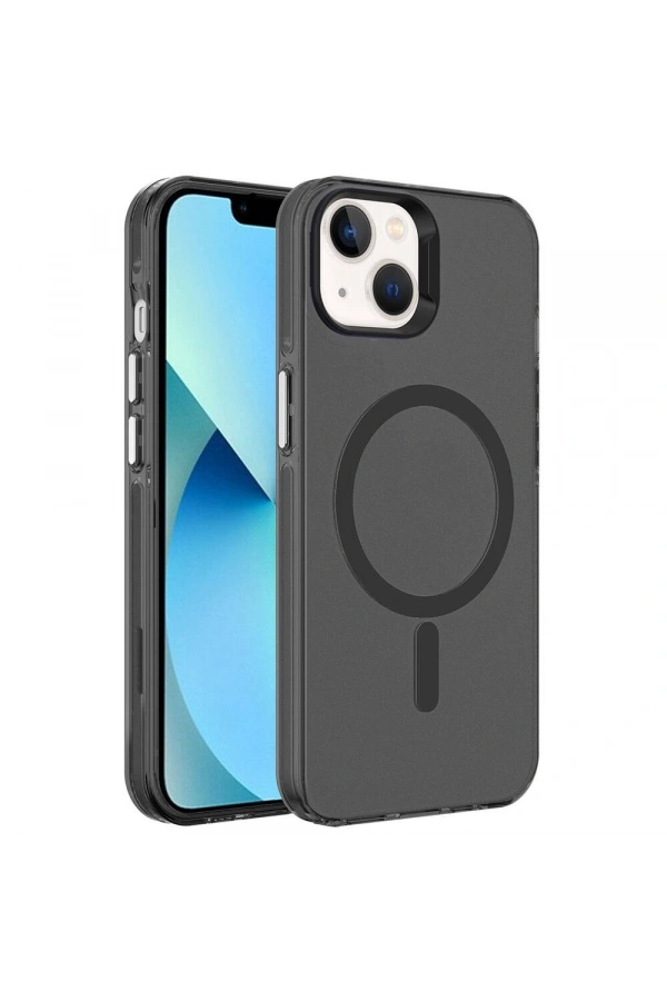 Apple iPhone 15 Plus Kılıf Zore M-safe Şarj Özellikli Buzlu Transparan C-Pro Sert Kapak