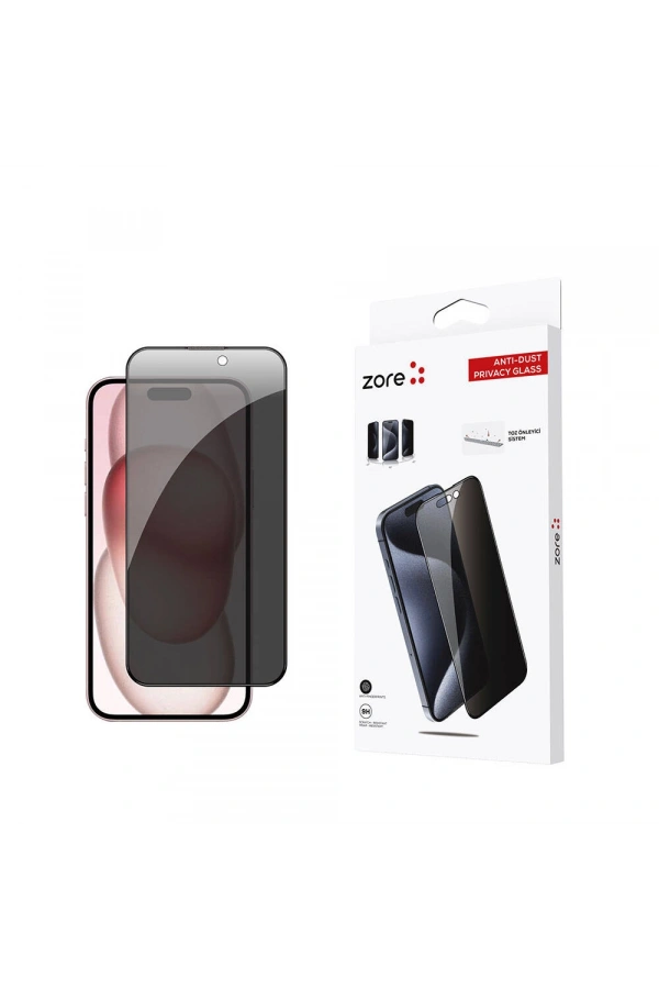 Apple iPhone 15 Plus Zore Anti-Dust Privacy Temperli Ekran Koruyucu