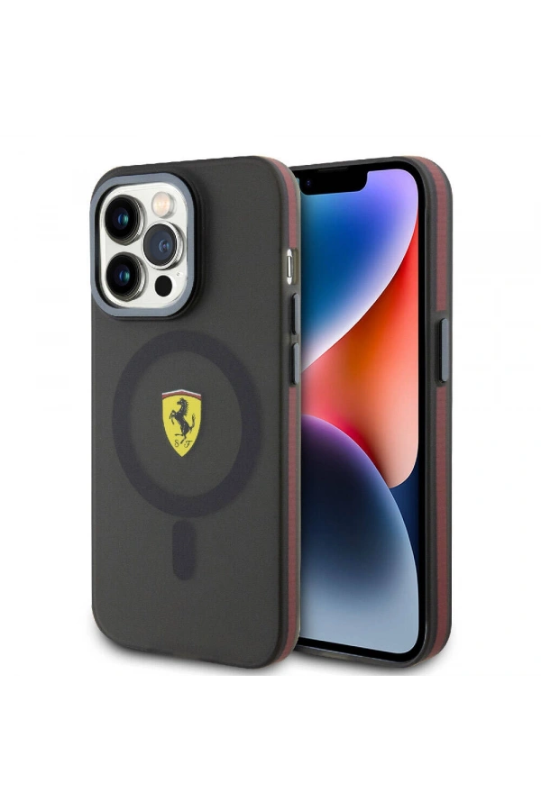 Apple iPhone 15 Pro Kılıf Ferrari Orjinal Lisanslı M-safe Şarj Özellikli Kontrast Bumper Kapak