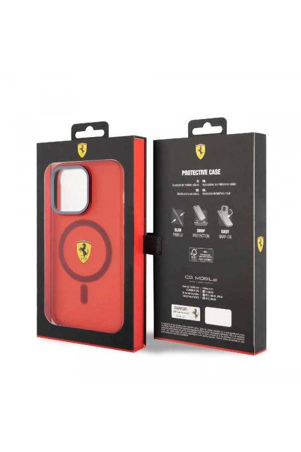 Apple iPhone 15 Pro Kılıf Ferrari Orjinal Lisanslı M-safe Şarj Özellikli Kontrast Bumper Kapak
