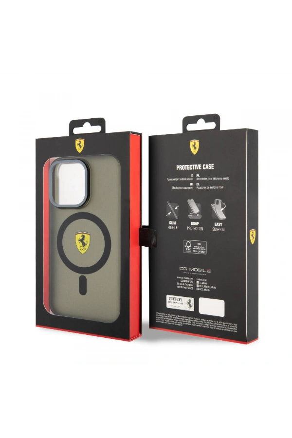 Apple iPhone 15 Pro Kılıf Ferrari Orjinal Lisanslı M-safe Şarj Özellikli Kontrast Bumper Kapak