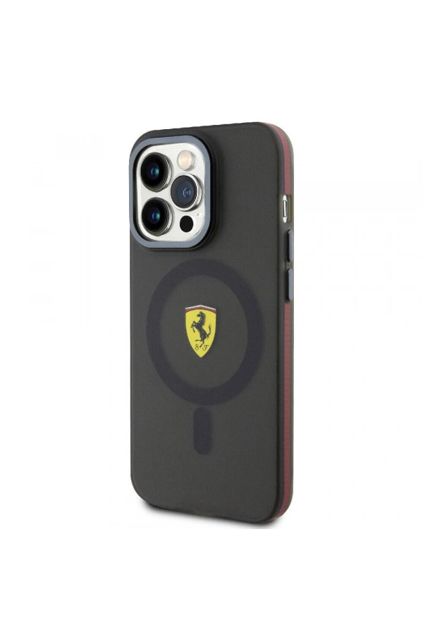 Apple iPhone 15 Pro Kılıf Ferrari Orjinal Lisanslı M-safe Şarj Özellikli Kontrast Bumper Kapak