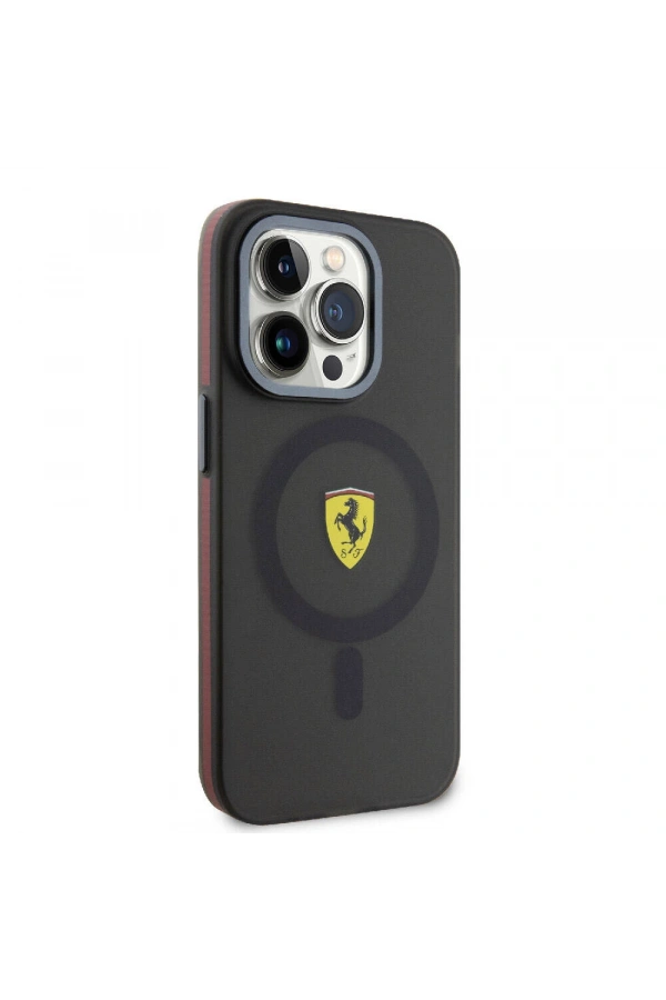 Apple iPhone 15 Pro Kılıf Ferrari Orjinal Lisanslı M-safe Şarj Özellikli Kontrast Bumper Kapak