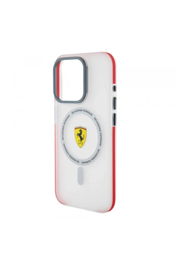Apple iPhone 15 Pro Kılıf Ferrari Orjinal Lisanslı M-safe Şarj Özellikli Kontrast Bumper SF Ring Kapak