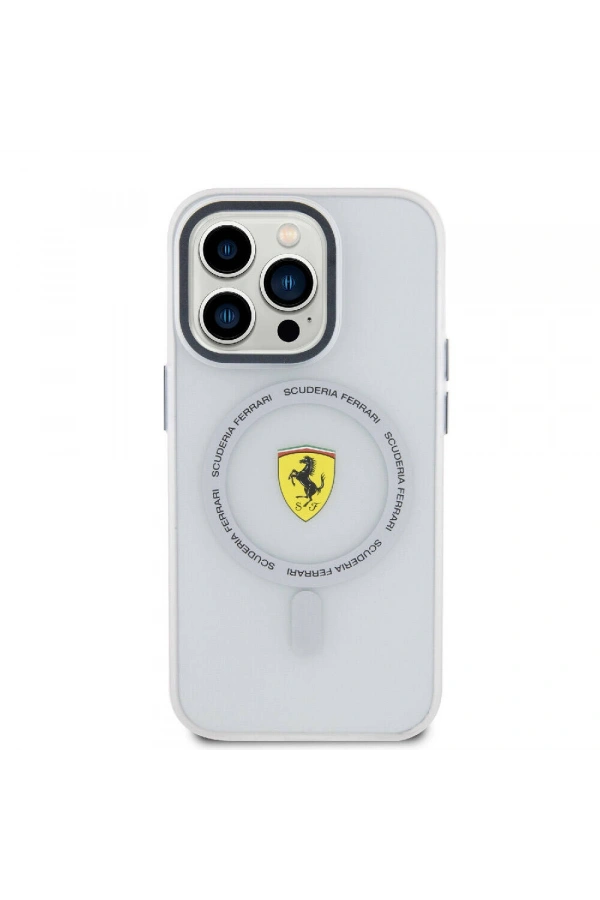 Apple iPhone 15 Pro Kılıf Ferrari Orjinal Lisanslı M-safe Şarj Özellikli Kontrast Bumper SF Ring Kapak