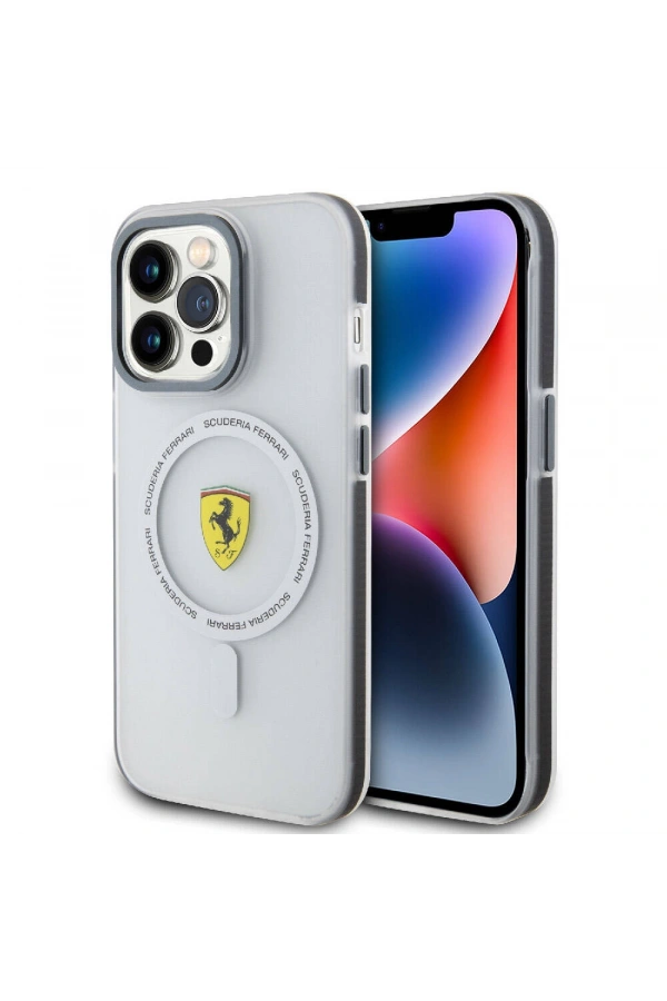 Apple iPhone 15 Pro Kılıf Ferrari Orjinal Lisanslı M-safe Şarj Özellikli Kontrast Bumper SF Ring Kapak