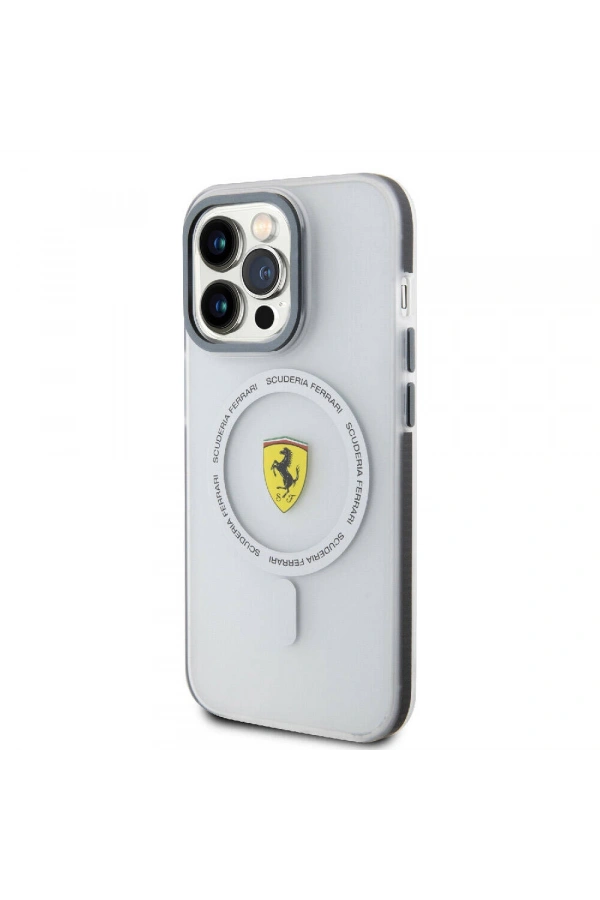 Apple iPhone 15 Pro Kılıf Ferrari Orjinal Lisanslı M-safe Şarj Özellikli Kontrast Bumper SF Ring Kapak