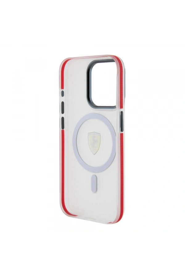 Apple iPhone 15 Pro Kılıf Ferrari Orjinal Lisanslı M-safe Şarj Özellikli Kontrast Bumper SF Ring Kapak
