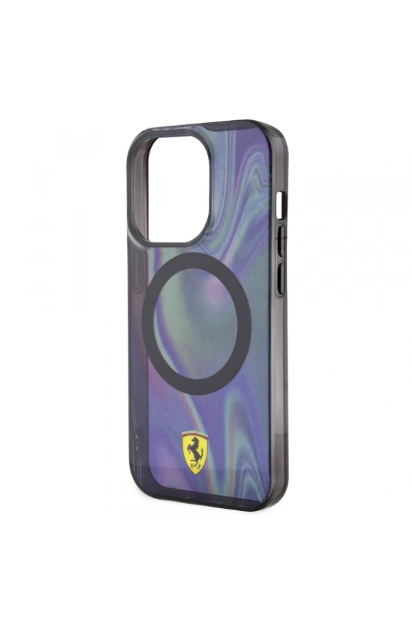 Apple iPhone 15 Pro Kılıf Ferrari Orjinal Lisanslı M-safe Şarj Özellikli Transparan Renk Geçişli Iridescent Kapak
