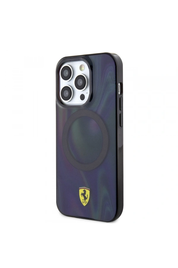Apple iPhone 15 Pro Kılıf Ferrari Orjinal Lisanslı M-safe Şarj Özellikli Transparan Renk Geçişli Iridescent Kapak