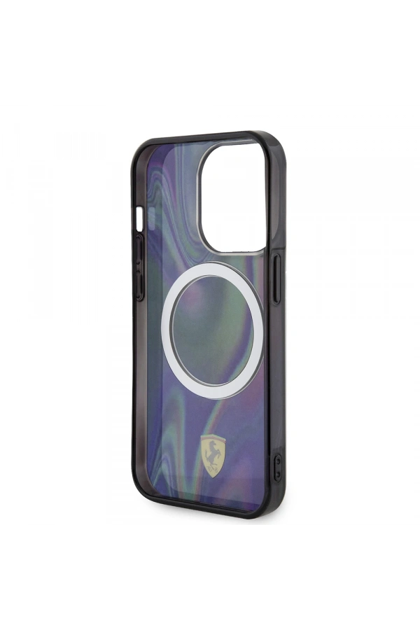 Apple iPhone 15 Pro Kılıf Ferrari Orjinal Lisanslı M-safe Şarj Özellikli Transparan Renk Geçişli Iridescent Kapak