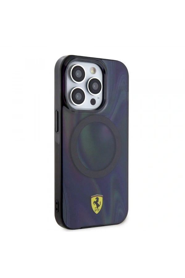 Apple iPhone 15 Pro Kılıf Ferrari Orjinal Lisanslı M-safe Şarj Özellikli Transparan Renk Geçişli Iridescent Kapak