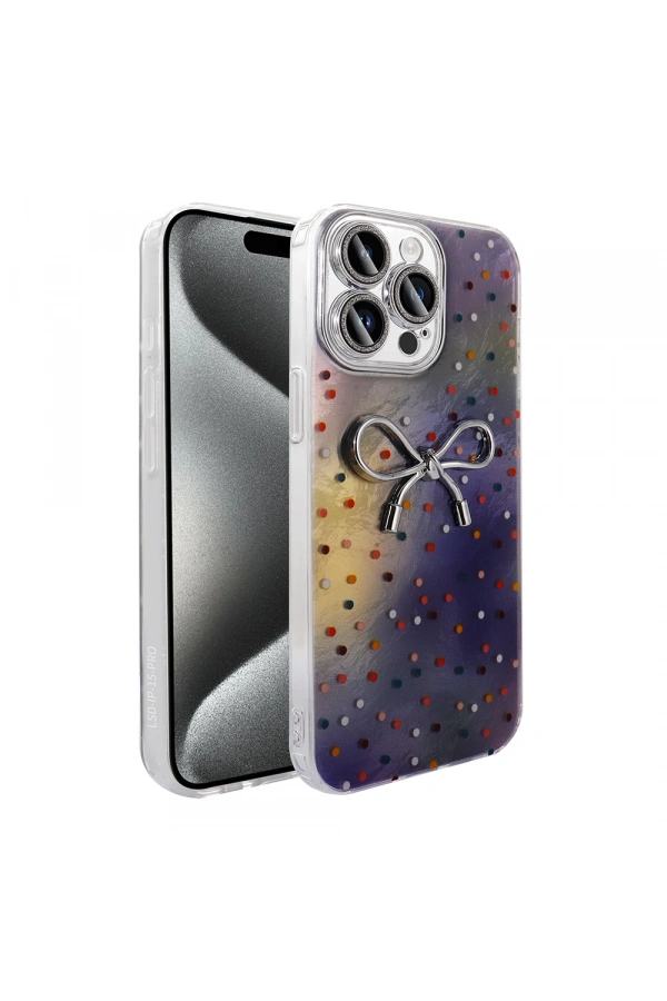 Apple iPhone 15 Pro Kılıf Kamera Korumalı Figürlü Zore Ponti Silikon Kapak