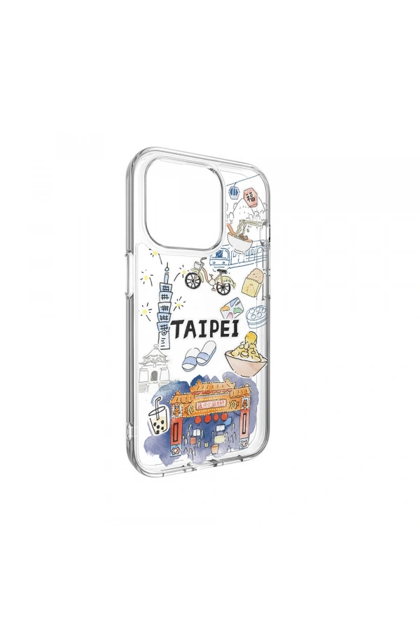 Apple iPhone 15 Pro Kılıf M-safe Şarj Özellikli Çizim Desenli Şok Önleyicili Şeffaf Lisanslı Switcheasy City-M Taipei Kapak