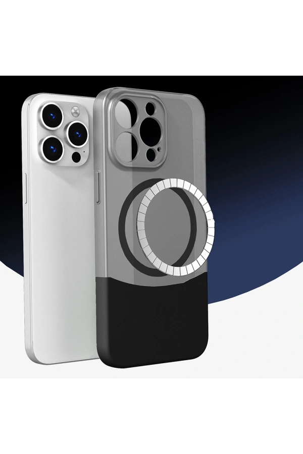 Apple iPhone 15 Pro Kılıf M-Safe Şarj Özellikli Mıknatıslı Zore Duble Kapak