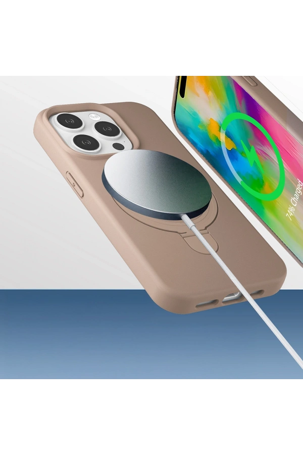 Apple iPhone 15 Pro Kılıf M-safe Şarj Özellikli Standlı Zore Samara Kapak
