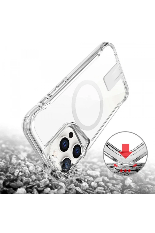 Apple iPhone 15 Pro Kılıf M-safe Şarj Özellikli Zore T-Max Standlı Kapak