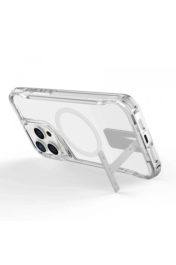 Apple iPhone 15 Pro Kılıf M-safe Şarj Özellikli Zore T-Max Standlı Kapak
