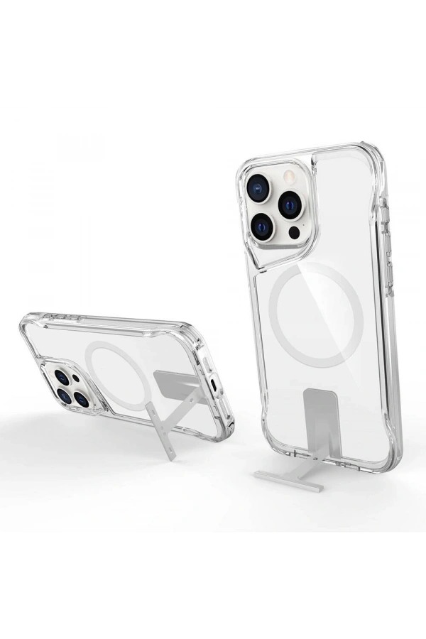 Apple iPhone 15 Pro Kılıf M-safe Şarj Özellikli Zore T-Max Standlı Kapak