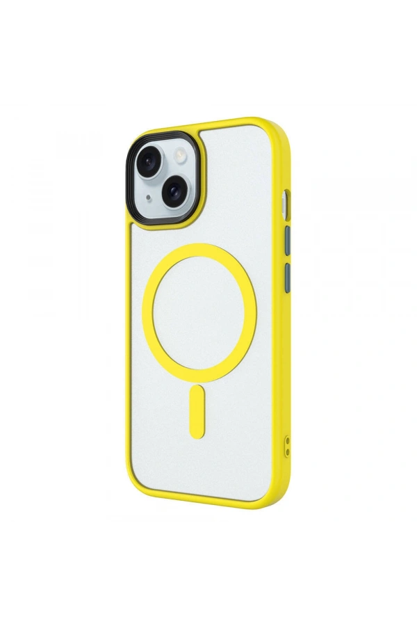 Apple iPhone 15 Pro Kılıf Mat Arka Yüzey Wireless Şarj Özellikli Zore Flet M-safe Kapak