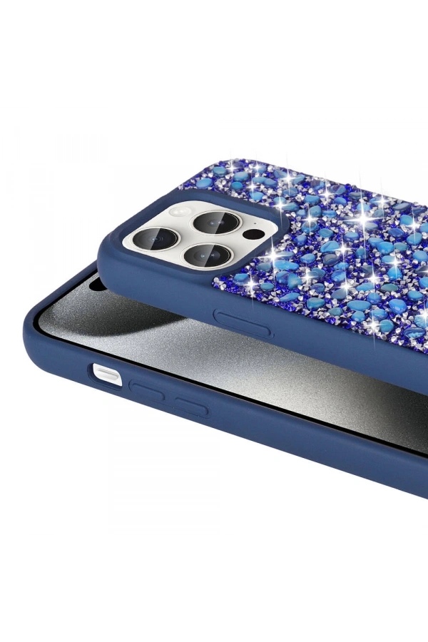 Apple iPhone 15 Pro Kılıf Parlak Taşlı Tasarım Zore Linea Diamond Kapak