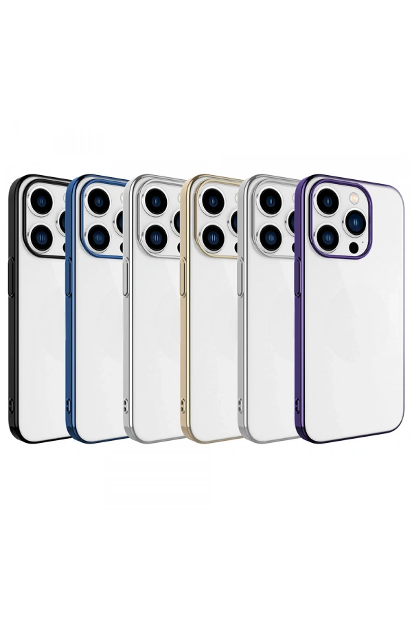 Apple iPhone 15 Pro Kılıf Sert PC Renkli Çerçeveli Zore Riksos Kapak