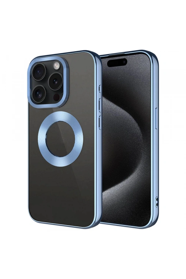 Apple iPhone 15 Pro Kılıf Tek Kamera Çerçeveli Logo Gösteren Zore Omega Kapak