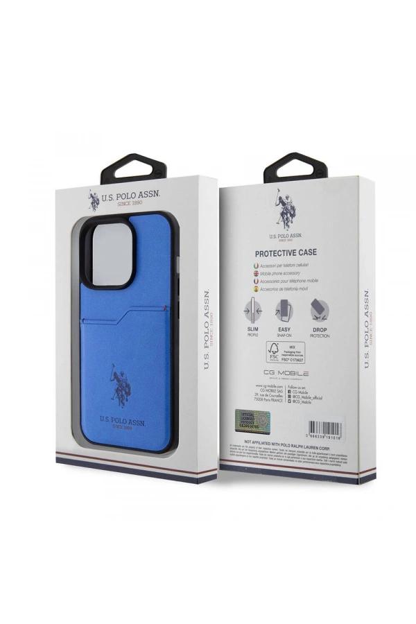 Apple iPhone 15 Pro Kılıf U.S. Polo Assn. Orjinal Lisanslı Baskı Logolu PU Kartlıklı Kapak