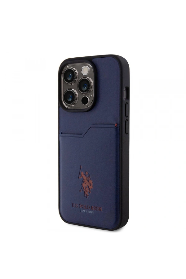 Apple iPhone 15 Pro Kılıf U.S. Polo Assn. Orjinal Lisanslı Baskı Logolu PU Kartlıklı Kapak