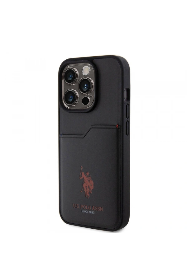 Apple iPhone 15 Pro Kılıf U.S. Polo Assn. Orjinal Lisanslı Baskı Logolu PU Kartlıklı Kapak