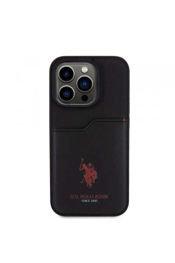 Apple iPhone 15 Pro Kılıf U.S. Polo Assn. Orjinal Lisanslı Baskı Logolu PU Kartlıklı Kapak