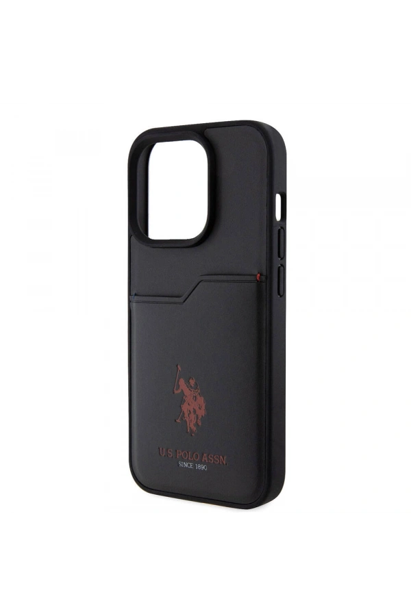 Apple iPhone 15 Pro Kılıf U.S. Polo Assn. Orjinal Lisanslı Baskı Logolu PU Kartlıklı Kapak