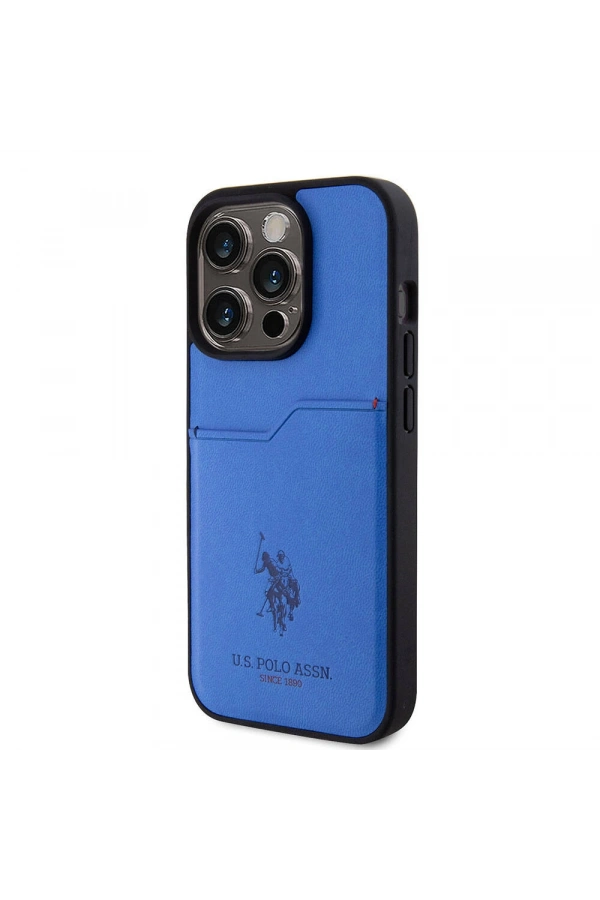 Apple iPhone 15 Pro Kılıf U.S. Polo Assn. Orjinal Lisanslı Baskı Logolu PU Kartlıklı Kapak