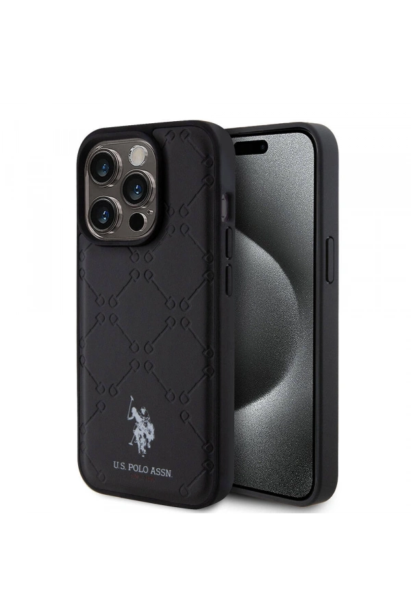 Apple iPhone 15 Pro Kılıf U.S. Polo Assn. Orjinal Lisanslı HS Desenli Baskı Logolu Suni Deri Kapak