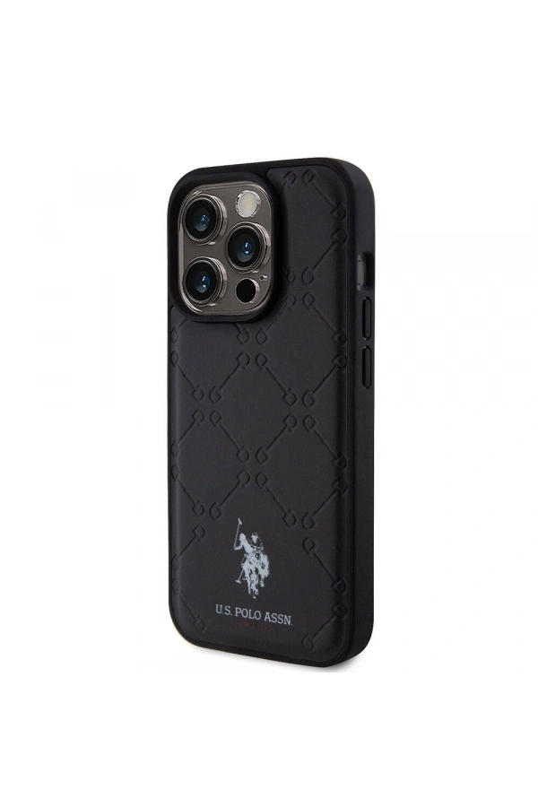 Apple iPhone 15 Pro Kılıf U.S. Polo Assn. Orjinal Lisanslı HS Desenli Baskı Logolu Suni Deri Kapak
