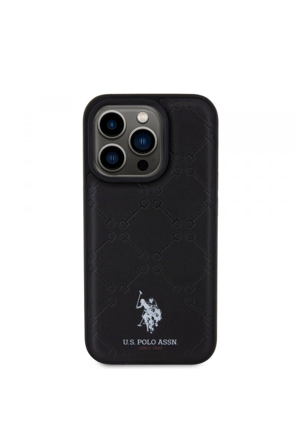 Apple iPhone 15 Pro Kılıf U.S. Polo Assn. Orjinal Lisanslı HS Desenli Baskı Logolu Suni Deri Kapak