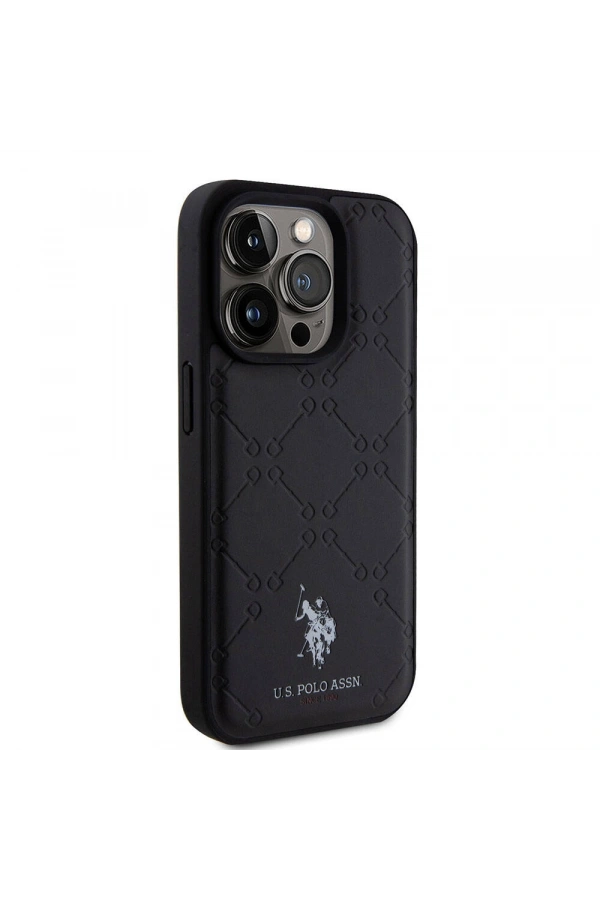 Apple iPhone 15 Pro Kılıf U.S. Polo Assn. Orjinal Lisanslı HS Desenli Baskı Logolu Suni Deri Kapak