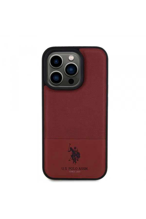 Apple iPhone 15 Pro Kılıf U.S. Polo Assn. Orjinal Lisanslı Suni Deri Arka Yüzey Baskı Logolu Örgü Desenli Kapak